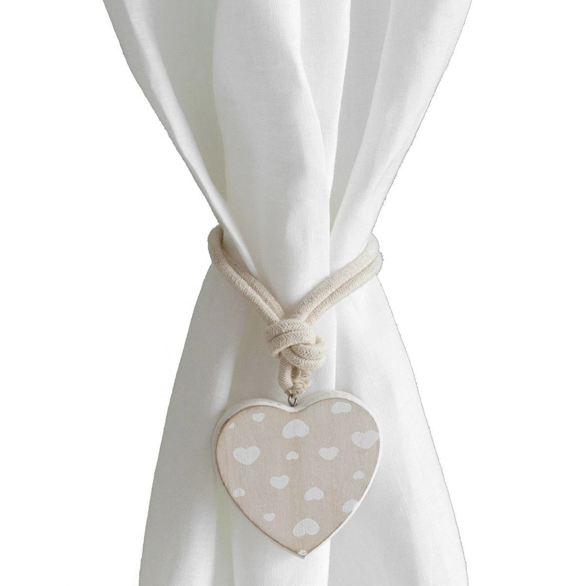 Fermatenda Cuore In Legno Con Cordino S454