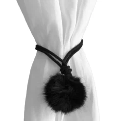 Fermatenda Con Pon Pon In Peluche U020 -Articoli Per La Casa fermatenda pon pon in peluche nero