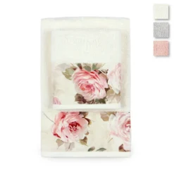 Set Asciugamani 1+1 Flower Di Morbidissimi In Spugna W415