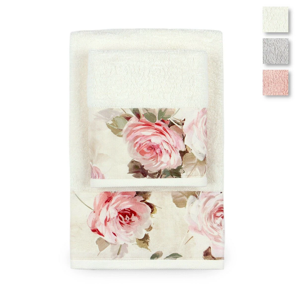 Set Asciugamani 1+1 Flower Di Morbidissimi In Spugna W415 1 Set Asciugamani 1+1 Flower Di Morbidissimi In Spugna W415