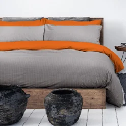 Parure Copripiumino Seersucker Di Daunex - Dimensioni Varie Y953 -Articoli Per La Casa parure copripiumino seersucker bicolor di daunex varie dimensioni arancione 3