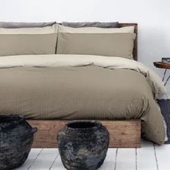 Parure Copripiumino Seersucker Di Daunex - Dimensioni Varie Y953 -Articoli Per La Casa parure copripiumino seersucker bicolor di daunex varie dimensioni tortora 3