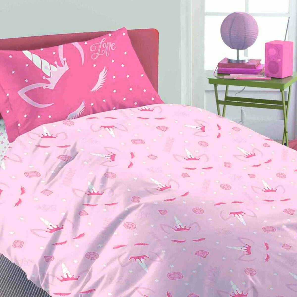 Parure Copripiumino Unicorn Vibes Per Letto Singolo W041 1 Parure Copripiumino Unicorn Vibes Per Letto Singolo W041