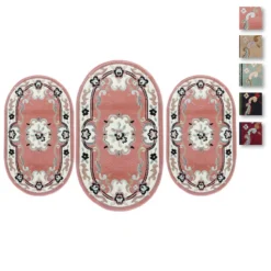 Set Parure Tappeto + Scendiletto 3 Pz Tappeti Ovali Chinese Garden Dis.2038 P428