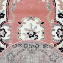 Set Parure Tappeto + Scendiletto 3 Pz Tappeti Ovali Chinese Garden Dis.2038 P428 -Articoli Per La Casa parure tappeto scendiletto ovale chinese garden rosa