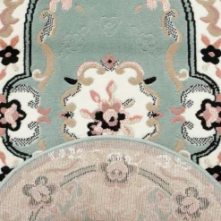 Set Parure Tappeto + Scendiletto 3 Pz Tappeti Ovali Chinese Garden Dis.2038 P428 -Articoli Per La Casa parure tappeto scendiletto ovale chinese garden verde