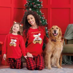 Pigiama Bambina/ragazza Natalizio Teddy Oronero Caldo Cotone ODNB07/ODNJ06 K795 -Articoli Per La Casa pigiama bambina ragazza natalizio oronero in caldo cotone 3 7