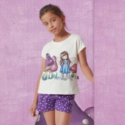 Pigiama Bambina/ragazza Estivo Faerie Folk Gorjuss In Cotone 55629 W965 -Articoli Per La Casa pigiama da bambina ragazza mezza manica gorjuss garden grow 55629 5 7