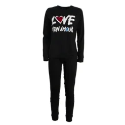 Pigiama Donna Oronero In Cotone OD144 K217 -Articoli Per La Casa pigiama da donna oronero od144 nero 3