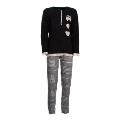 Pigiama Donna Oronero In Caldo Cotone OD1007 W375 -Articoli Per La Casa pigiama donna caldo cotone oronero od1007 nero 7