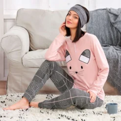 Pigiama Donna Oronero In Caldo Cotone OD1009 W358 -Articoli Per La Casa pigiama donna caldo cotone oronero od1009 2 6