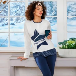 Pigiama Donna Oronero In Caldo Cotone OD1029F W455 -Articoli Per La Casa pigiama donna caldo cotone oronero od1029f 2 6