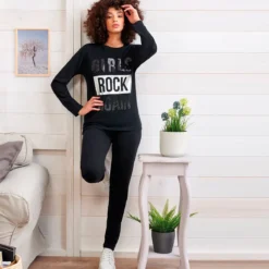 Pigiama Donna Oronero In Caldo Cotone OD1039 W361 -Articoli Per La Casa pigiama donna caldo cotone oronero od1039 2 6