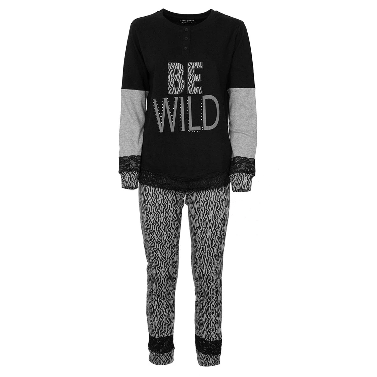 Pigiama Donna Oronero In Caldo Cotone OD1043 K934 3 Pigiama Donna Oronero In Caldo Cotone OD1043 K934 - immagine 3