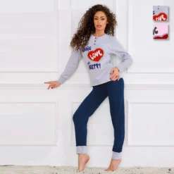 Pigiama Donna Oronero In Caldo Cotone OD1045 - Fino Alla Tg XXL K931