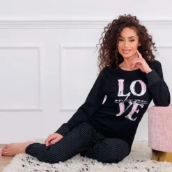 Pigiama Donna Oronero In Caldo Cotone OD1057 K926 -Articoli Per La Casa pigiama donna oronero in caldo cotone od1057 blu notte 3