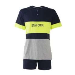 Pigiama Uomo Corto Oronero In Cotone OD2012 K303 -Articoli Per La Casa pigiama uomo corto oronero ou2012 blu notte 4