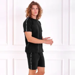 Pigiama Uomo Corto Oronero In Cotone OD2019 K302 -Articoli Per La Casa pigiama uomo corto oronero ou2019 nero 4