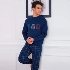 Pigiama Uomo Oronero In Caldo Cotone OU1122 K908 -Articoli Per La Casa pigiama uomo oronero in caldo cotone ou1122 navy 9