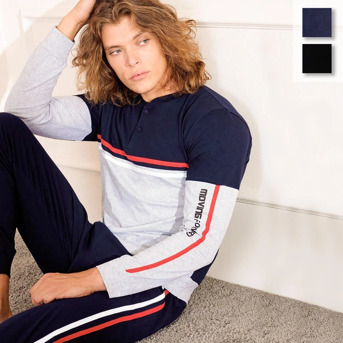 Pigiama Uomo Oronero In Cotone OU1010 K458 1 Pigiama Uomo Oronero In Cotone OU1010 K458