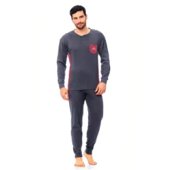 Pigiama Uomo Serafino Kappa In Caldo Cotone Invernale KMW18514 T602 -Articoli Per La Casa pigiama da uomo caldo cotone kmw18514 navy