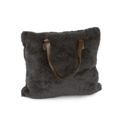 Plaid Con Borsa Teddy In Sherpa 130x160 Cm W269 -Articoli Per La Casa plaid borsa in sherpa teddy fumo 2 1