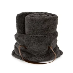 Plaid Con Borsa Teddy In Sherpa 130x160 Cm W269 -Articoli Per La Casa plaid borsa in sherpa teddy fumo 3 1