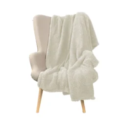 Plaid Con Borsa Teddy In Sherpa 130x160 Cm W269 -Articoli Per La Casa plaid borsa in sherpa teddy naturale 1