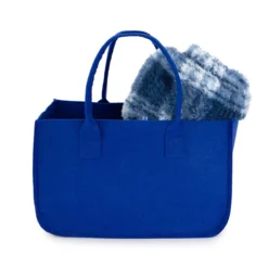 Plaid Con Borsa Tartan In Sherpa 130x160 Cm W248 -Articoli Per La Casa plaid in sherpa tartan con borsa blu 1