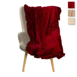 Plaid Euforia Di Laura Biagiotti In Velluto Con Volants 130x160 Cm W688