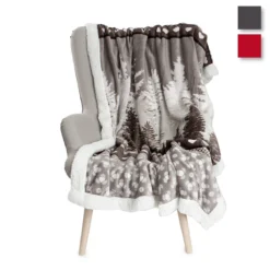 Plaid Morbidotto Foresta Di Daunex In Pile Coral E Sherpa 130x160 Cm K811