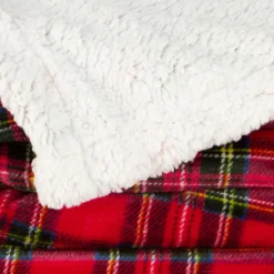 Coperta Plaid Tartan In Pile Coral E Sherpa - Dimensioni Varie W462 -Articoli Per La Casa plaid scottish pile coral sherpa rosso 2 3