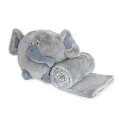 Pupazzo Contenitore Elefantino Con Plaid In Pile Coral Y143