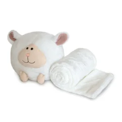 Pupazzo Contenitore Pecorella Con Plaid In Pile Coral Y147