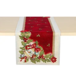 Runner Natalizio Bells In Gobelin - Dimensioni Varie K894