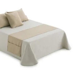 Runner Per Letto Oliver Con Tasche - Dimensioni Varie Q592 -Articoli Per La Casa runner fondoletto con tasche beige