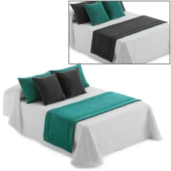 Runner Trapuntato Per Letto Dream Bicolor Reversibile - Dimensioni Varie Q922 -Articoli Per La Casa runnero trapuntato doubleface dream turchese nero