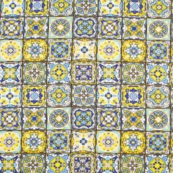 Scampolo Tessuto Ceramic Cotone Loneta Digitale 275x275 Cm Y276 -Articoli Per La Casa scampolo tessuto ceramic cotone loneta giallo 2 1