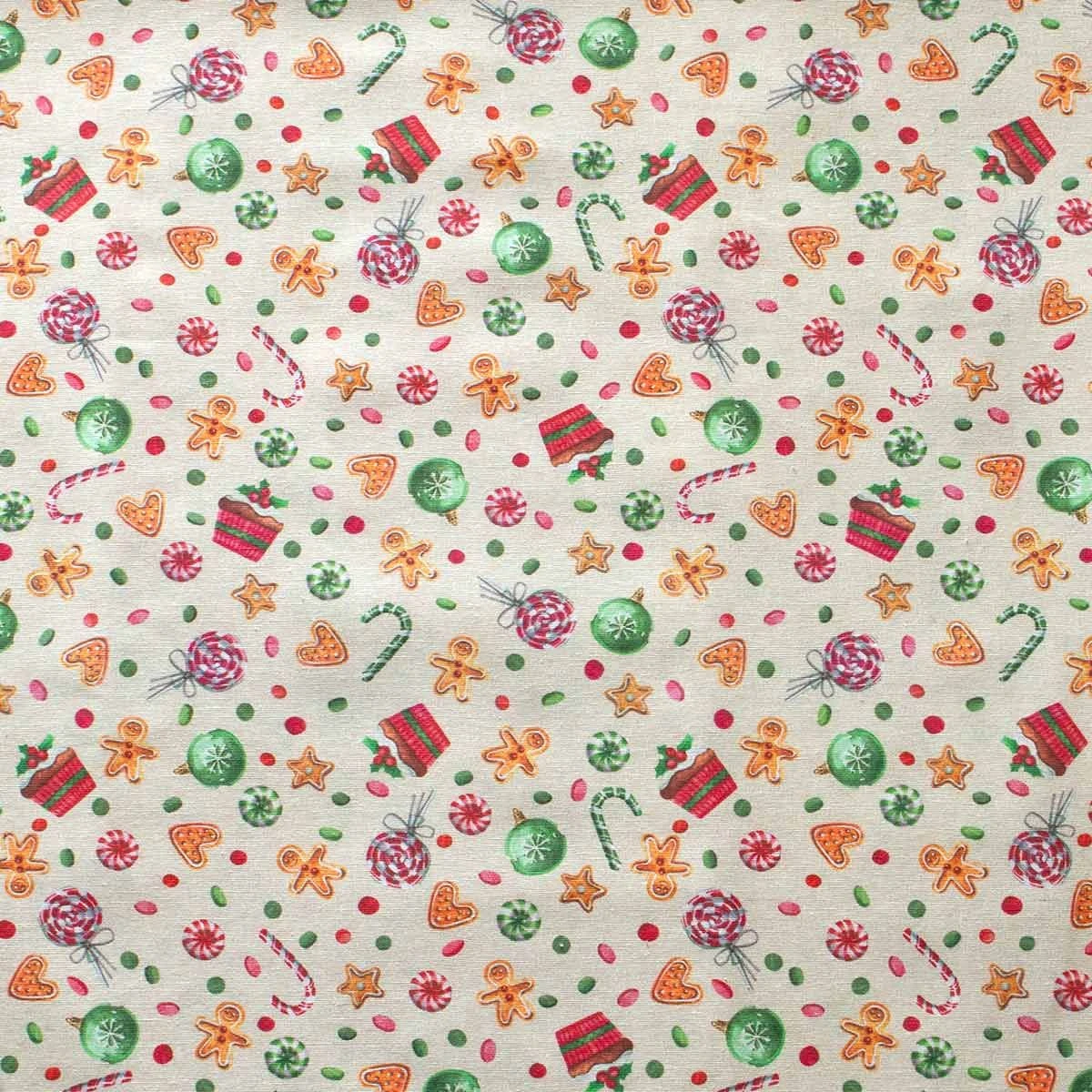 Scampolo Tessuto Gingerbread Cotone Loneta Digitale 275x275 Cm Y153 2 Scampolo Tessuto Gingerbread Cotone Loneta Digitale 275x275 Cm Y153 - immagine 2