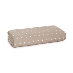 Scampolo Tessuto Cuori Cotone Loneta Fondo Colorato U474 -Articoli Per La Casa scampolo tessuto loneta cotone cuori fondo colorato beige 1