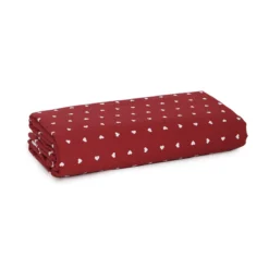 Scampolo Tessuto Cuori Cotone Loneta Fondo Colorato U474 -Articoli Per La Casa scampolo tessuto loneta cotone cuori fondo colorato rosso 1