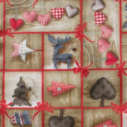 Scampolo Tessuto Natalizio Rakkaani Cotone Loneta Digitale 275x275 Cm Z893 -Articoli Per La Casa scampolo tessuto natalizio rakkaani cotone loneta digitale beige particolare 3