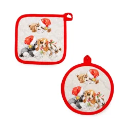 Set 2 Presine Natalizio Birillo In Puro Cotone X052