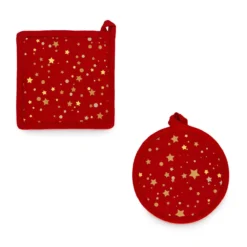 Set 2 Presine Natalizio Star In Puro Cotone X075