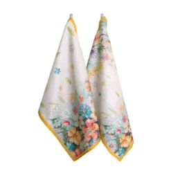 Set 2 Strofinacci Cucina Asciugapiatti Flora In Puro Cotone K150