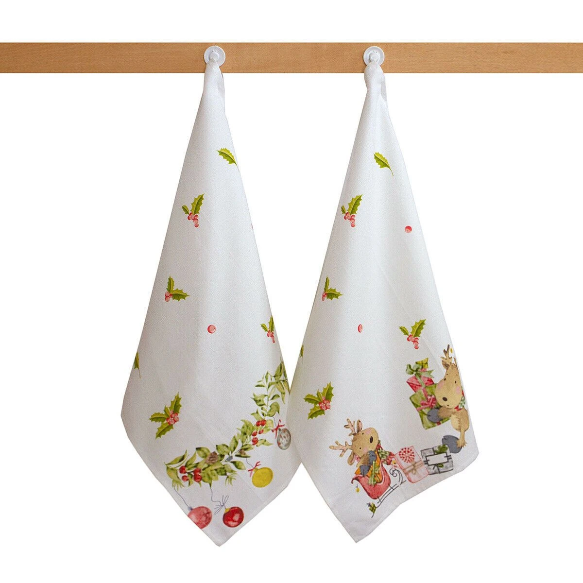 Set 2 Strofinacci Natalizi Ralphy In Puro Cotone Z859 1 Set 2 Strofinacci Natalizi Ralphy In Puro Cotone Z859