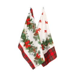 Set 2 Strofinacci Natalizio Chalet In Puro Cotone K846