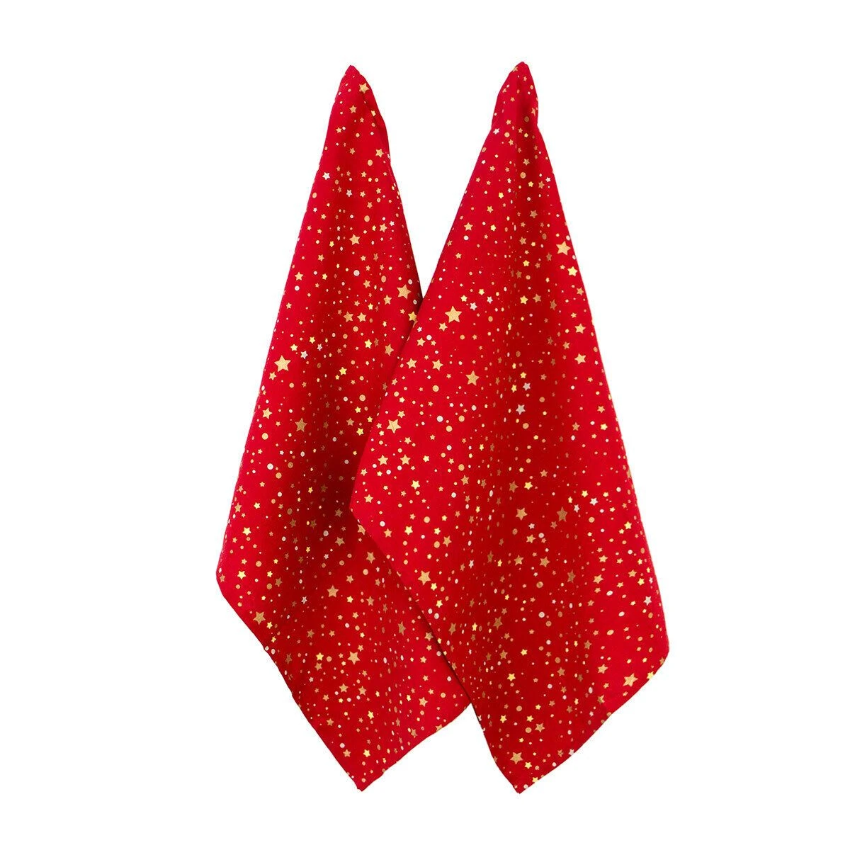 Set 2 Strofinacci Natalizio Star In Puro Cotone X072 1 Set 2 Strofinacci Natalizio Star In Puro Cotone X072