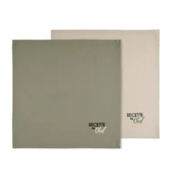 Set 2 Tovaglioli Recette De Chef In Puro Cotone K765 -Articoli Per La Casa set 2 tovaglioli recette de chef in puro cotone kaki 1 1