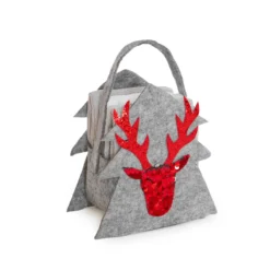 Set 3 Lavette Renne Con Cestino In Feltro Z750 -Articoli Per La Casa set 3 lavette con cestino renne grigio 1